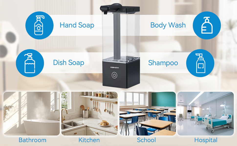 Automatic Soap Dispenser Touchless, Soap Dispenser Bathroom, Large Transparent Reservoir