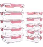 YARYOUNG 10 Pack Glass Food Storage Containers, Glass Meal Prep Containers with Lids Leak Proof, ...