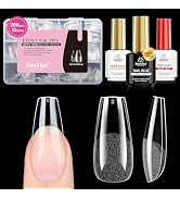 Beetles Gel Nail Kit Etch-X, Medium Coffin, 288pcs 12 Sizes Nail tips, 3Pcs 15ml HEMA-Free Nail G...