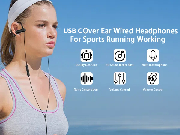 USB C Earbuds Over Ear Headphones