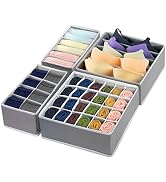 GOGOODA 4 Pcs Underwear Drawer Organizers Divider, Closet Socks Organizer and Storage Boxes for L...