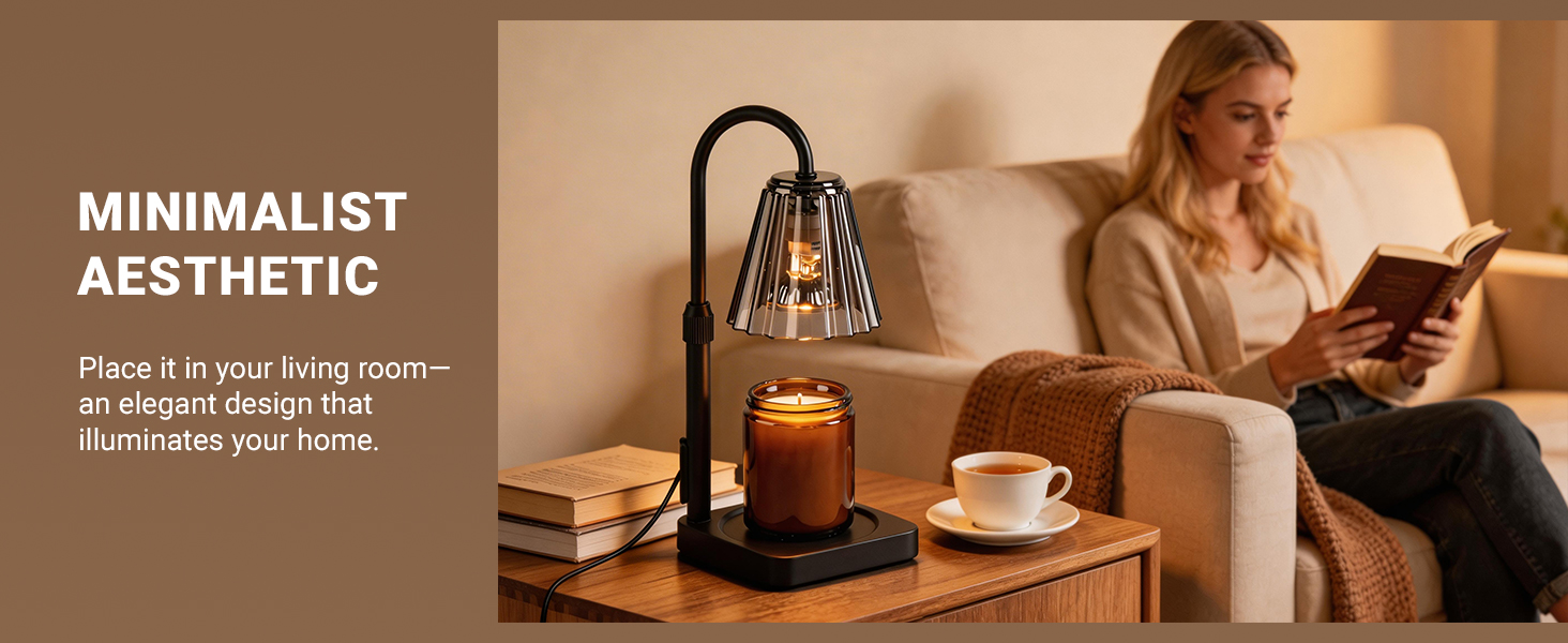 Fubink black candle warmer lamp with timer & dimmer, minimalist aesthetic home decor living room