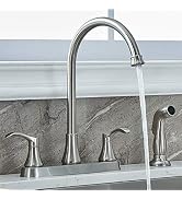 VALISY 3 Hole or 4 Hole Two Handle Kitchen Faucet with Side Sprayer, Commercial Lead-Free Brushed...
