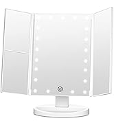 FASCINATE Trifold Vanity Mirror with Lights, Lighted Makeup Mirror 2X/3X Magnification, 21 LED To...