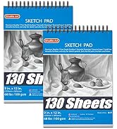 Shuttle Art 9”x12” Sketch Pad, 260 Sheets (68lb/100gsm) Drawing Pad, Pack of 2, 130 Sheets Each, ...