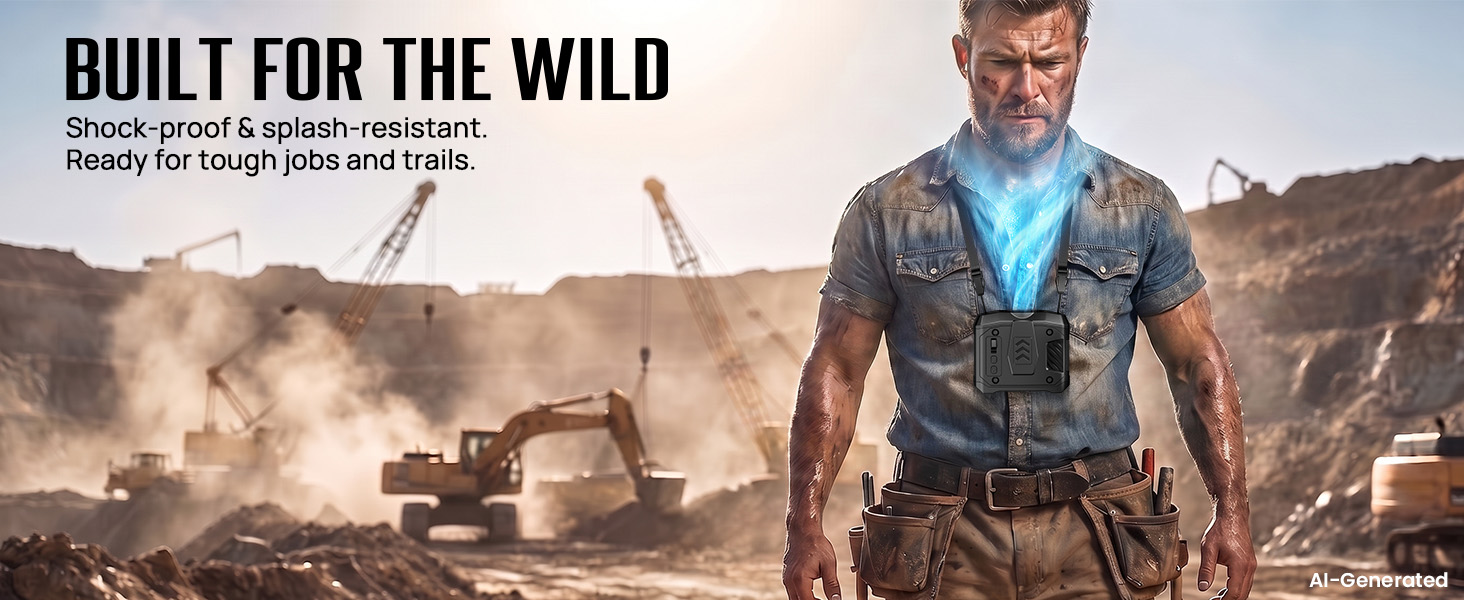 Rugged blue collar fan under shirt resists splashes, dust, and bumps on jobsites and outdoor trails