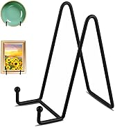 Decolore 3 Pack 6 Inch Black Metal Display Stands Plate Holder Display Stands for Picture, Decora...