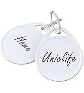 Uniclife 1.5 Inch Tough Plastic Key Tags Sturdy Round White Item Identifiers with Blank Paper Lab...
