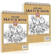 FIXSMITH 9"X12" Sketch Book | 160 Sheets (68 lb/100gsm) | 2 Pack Sketchbooks | Top Spiral Bound A...