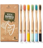 Greenzla Kids Bamboo Toothbrushes (6 Pack) | BPA Free Soft Bristles Toothbrushes