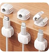 6Pack Cord Organizer, Chfeila Compact Dual Spring & Clasp Lock Cable Management Clips, Adhesive P...