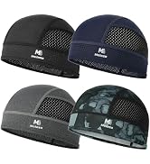 MELASA 4 Pack Cooling Skull Cap for Men Women, Breathable Mesh Helmet Liner, Sweat Bike Cap for C...