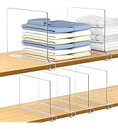 Aolloa 6 PCS Shelf Dividers for Closet Organization Acrylic Clear Closet Shelf Divider for Wooden...