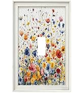 Decorative Art Light Switch Covers Watercolor Wildflower Bouquet Single Toggle Wall Plate Decorat...