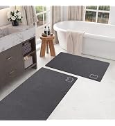 2 Piece Bathroom Rugs Mat Set - Quick Dry Diatomaceous Earth Bath Mat for Bathroom Non-Slip Bath ...