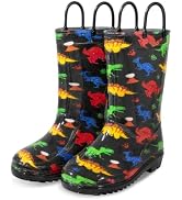 OlyPegic Kids Rain Boots for Boys Waterproof Natural Rubber Toddler Rain Boots
