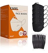 Borje KN95 Face Masks, Black Masks Disposable 100 pack, Individually Wrapped Respirator Mask Filt...