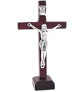 Tnyvm Wall and Table Wood Cross Crucifix, Crucifix Wall Cross Wooden Catholic With Stand Religiou...