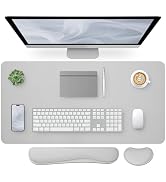 Bloss Leather Desk Pad and Keyboard Wrist Rest, Large Mouse Pad + Keyboard Pad+Mouse Wrist Suppor...