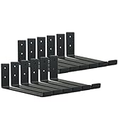 HEART ART Black Shelf Bracket 6 inch, Shelf Bracket 12 Pack,J Metal Heavy Duty Shelf Support Brac...