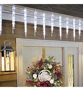 Cool White Christmas Icicle Lights for Outside, 20 Large icicle Tubes, Outdoor Indoor Crystal Ice...