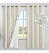 YoungsTex Linen Blackout Curtains 63 Inches Long, Grommet Full Room Darkening Linen Window Drapes...