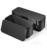 YECAYE 2 Pack Cable Management Box with Inner-Lock Lid, Cord Organizer Box & Wire Hider for Desk ...