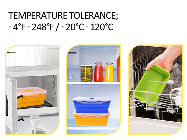 Collapsible Silicone Food Storage Containers with Leak-Resistant Lids