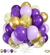 Purple and Gold Balloons, 50pcs Dark Purple Gold Balloons, Macaron Metallic Confetti Balloons For...