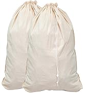Simple Houseware Extra Large Natural Cotton Laundry Bag, Beige (28" x 36") - 2 Pack
