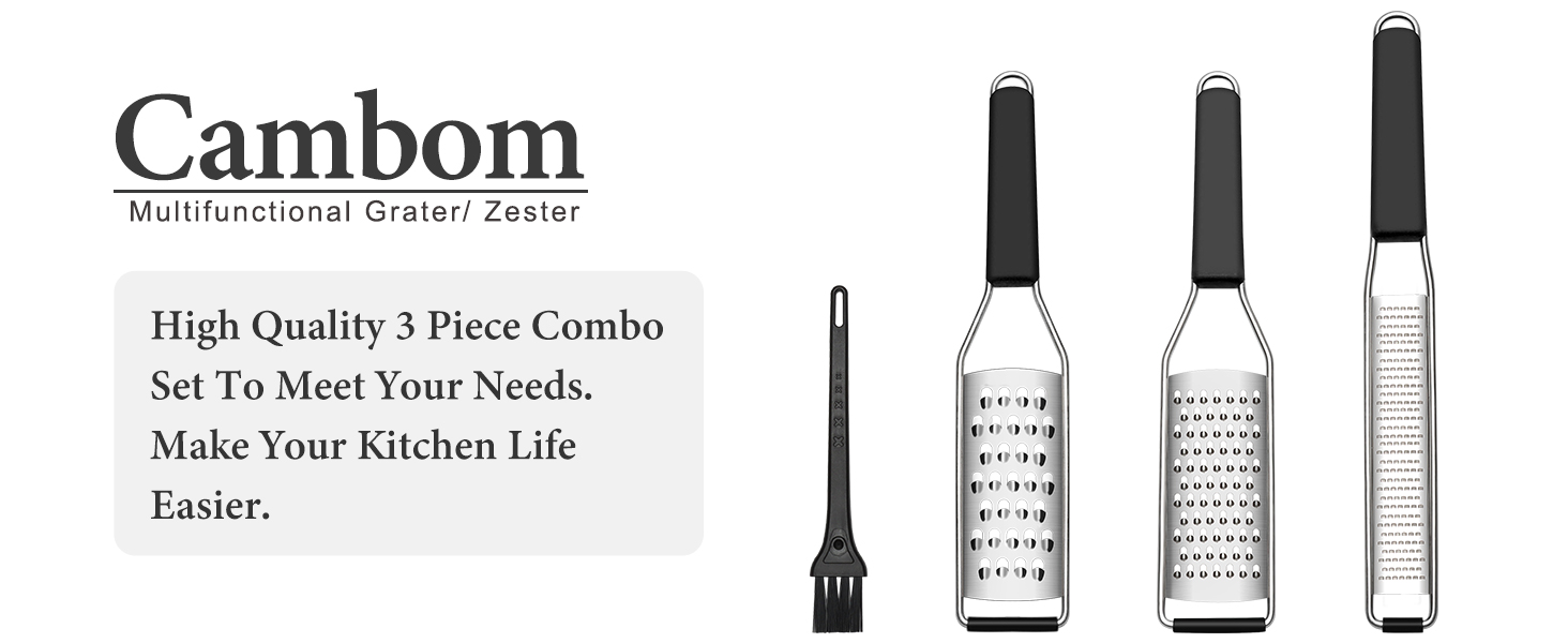 Cambom Lemon Zester Cheese Grater Citrus Zester Pack of 3