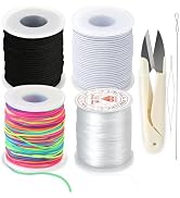 689 Ft 4 Rolls Bracelet String, 0.8mm & 1mm Stretchy String for Bracelets with Scissors & Beading...