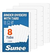 SUNEE Binder Dividers with Tabs for 3 Ring Binder, 8.5 x 11 Paper White Binder Dividers Blank wit...