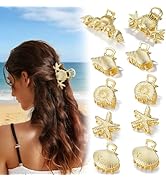 CWJCYTNSN 10 Pcs Gold Hair Clips for Women Girls Metal Small Starfish Conch Seashell Hair Claw Cl...