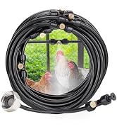 Pre-Assembled Chicken Coop Misting System for Cooling - Leak-Resistant Mist Hose Kit for Summer P...