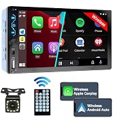 Double Din Car Stereo with Wireless Carplay,Wireless Android Auto,7 inch Touch Screen Radio with ...