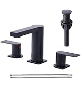 Bathroom Faucet Black 3 Hole, Matte Black Widespread Bathroom Faucet, 2-Handle 8-Inch Center Moun...