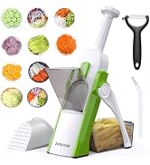Safe Mandoline Slicer for Kitchen, Adjustable Thickness 0.1-8 mm, 5 in 1 Multi Vegetable Chopper,...