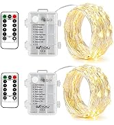 2 x Fairy Lights Battery Operated,Silver Wire Chains 8 Mode 16Ft/5Meter 50 LEDs Timer String Ligh...