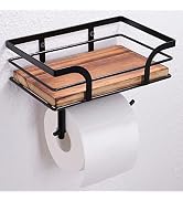 AIDILI Rustic Farmhouse Toilet Paper Holder with Shelf - Farmhouse Bathroom Rustic Country Decor ...