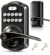 Veise Keypad Door Lock with Handle, Keyless Entry for Front Door & Bedroom, Electronic Lock with ...