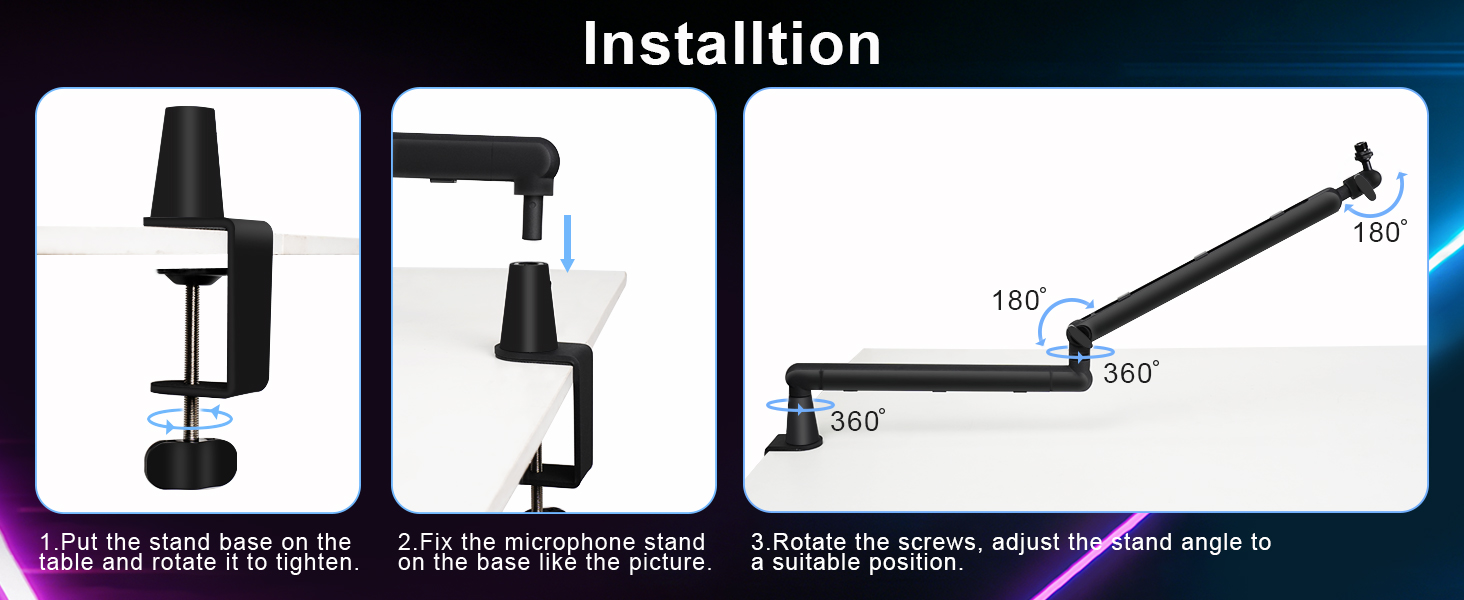 low profile boom arm mic boom