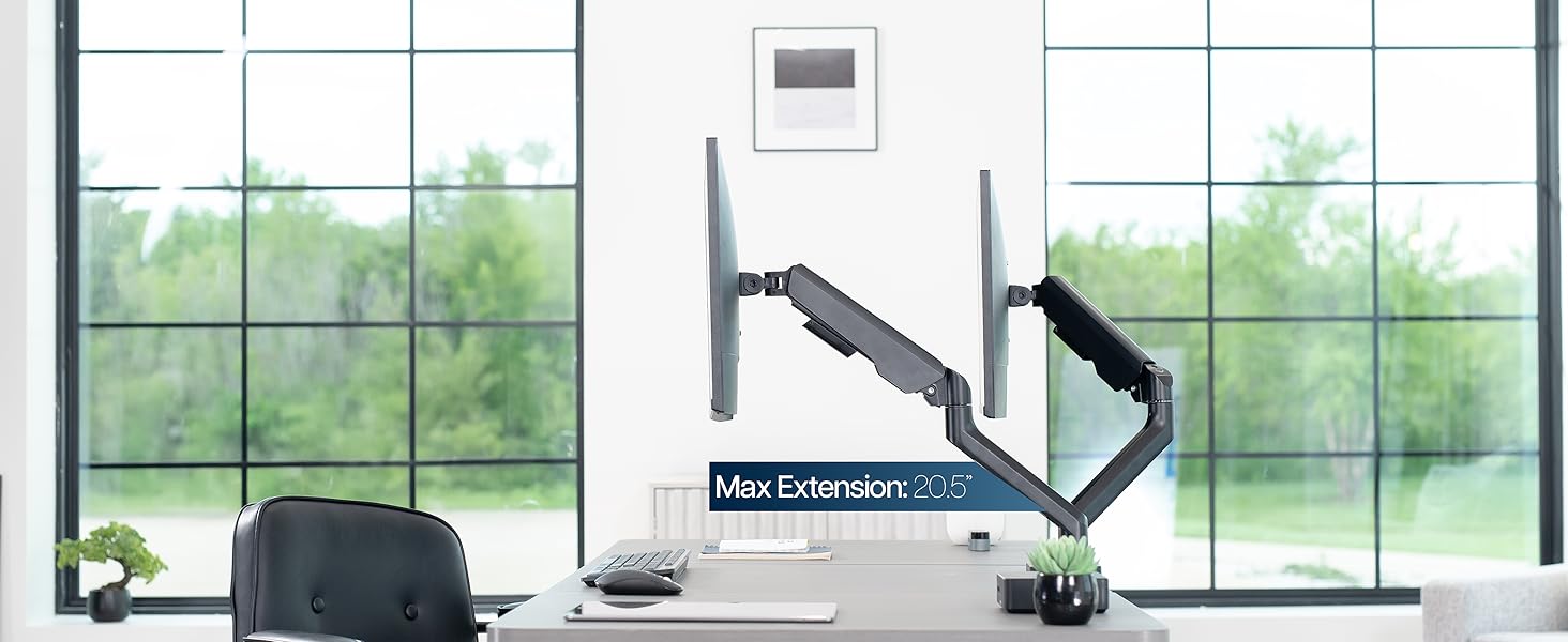 Pneumatic Arm Dual Ultrawide Monitor Desk Mount