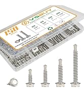 VGBUY 150Pcs Self Drilling Screws Assortment Kit, 410 Stainless Steel Self Tapping Sheet Metal Sc...