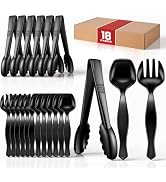 Mwellewm 18Pcs Serving Utensils, 8.5'' Plastic Serving Utensils Set, Disposable Serving Spoons fo...