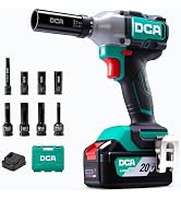 DCA 20V Brushless Impact Wrench with 4.0Ah Battery, 1/2 Inch Hog Ring Cordless Impact Gun, 235 Ft...