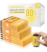 SNOCOD Vacuum Storage Bags with Electric Pump, 15 Reusable Compression Bags for Clothes, Bedding ...