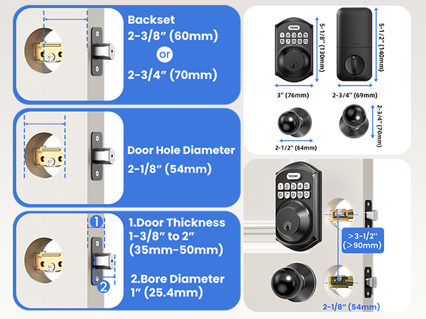 Notice: Door lock size parameters