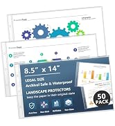 8.5 x 14 Page Protectors, 50Pack, Legal Size Paper Sleeves, Landscape Document Sleeves for 3 Ring...