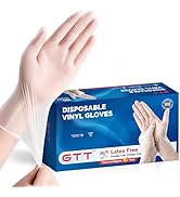 GTT Disposable Vinyl Gloves, Food Safe, Latex-Free, Powder-Free, Clear Plastic Gloves for Cooking...